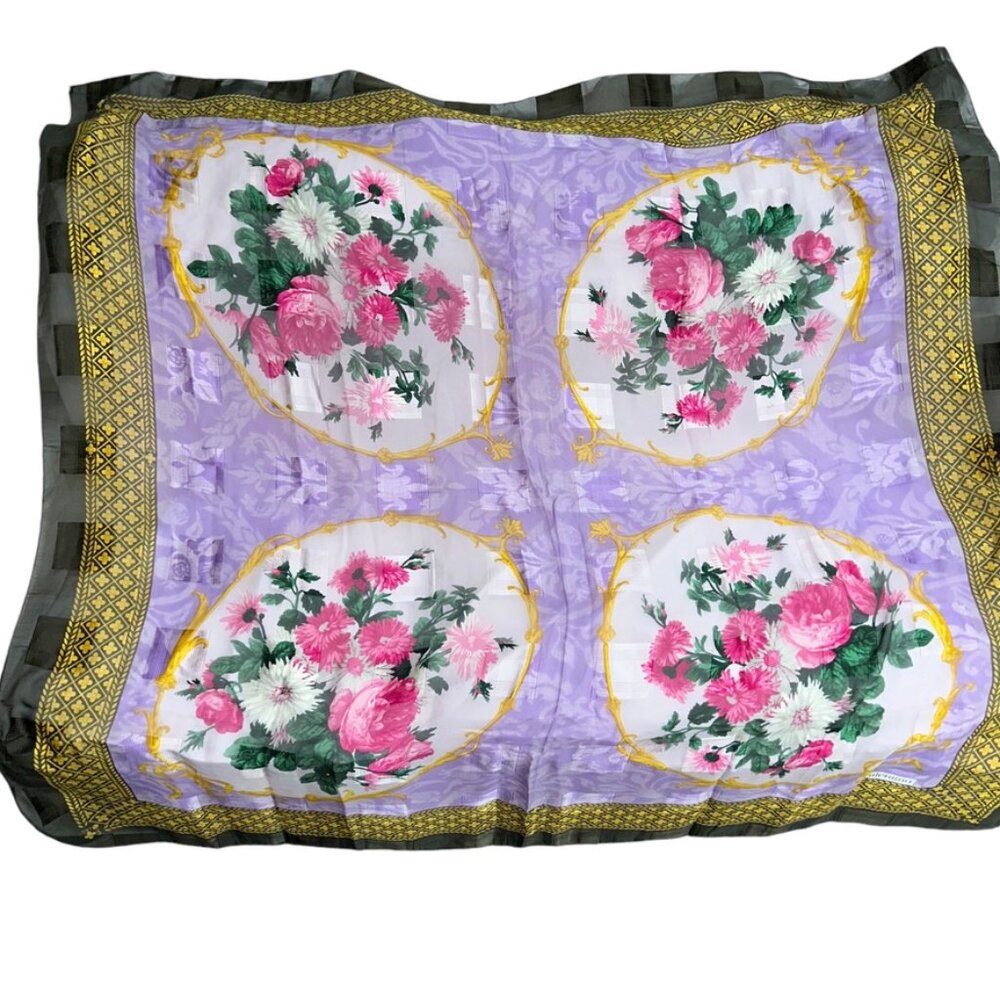 valentino EASTER EGGS italy STUNNING 100% silk pink roses hand rolled se…